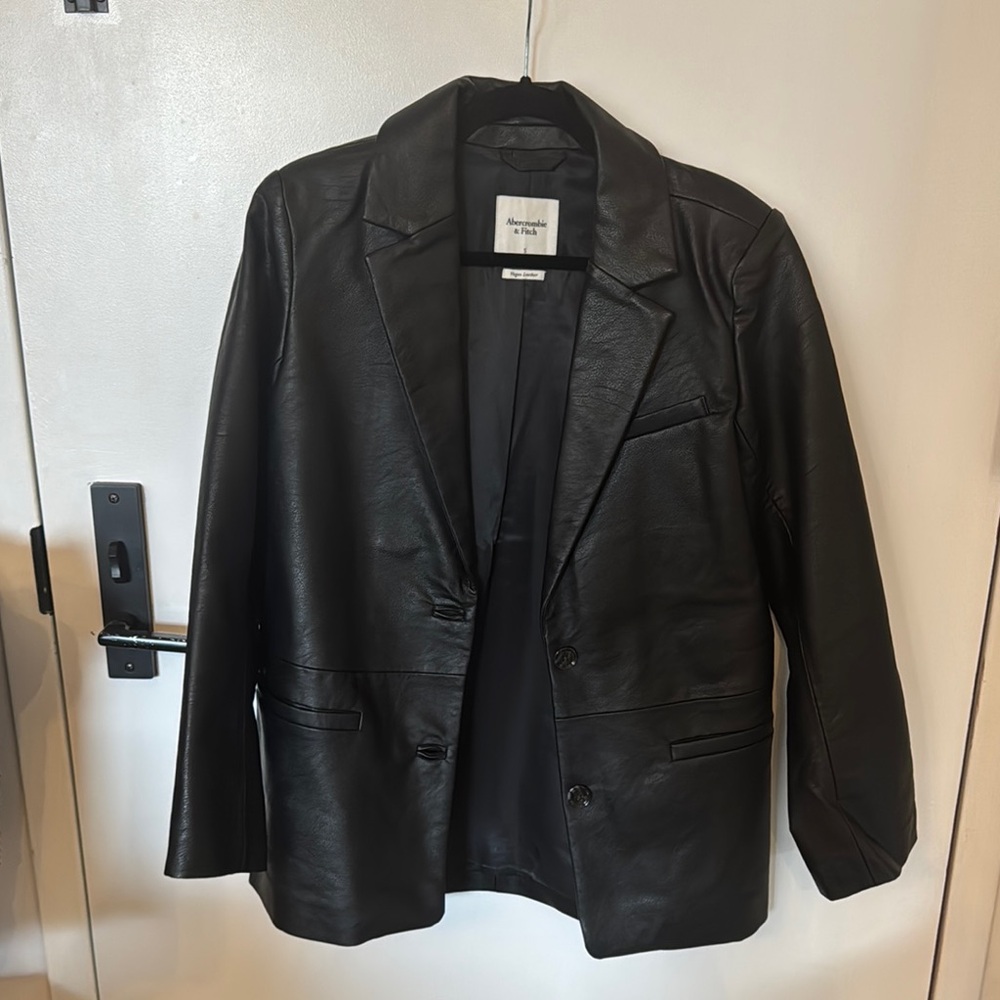 Abercrombie and Fitch Black Vegan Leather Women's Blazer
